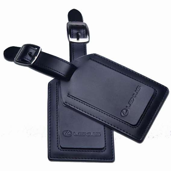 Leather Luggage Tag Black