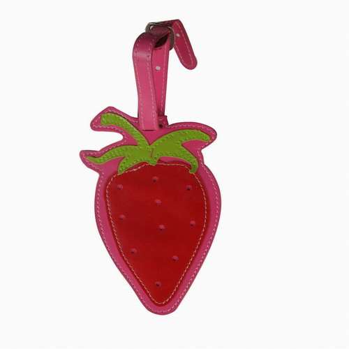 Strawberry Leather Luggage Tag