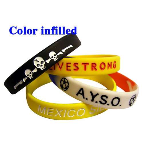 Color Infilled Silicone Wristband